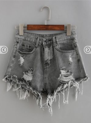 short en denim - Noir