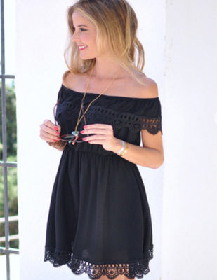 bare shoulder lace dress