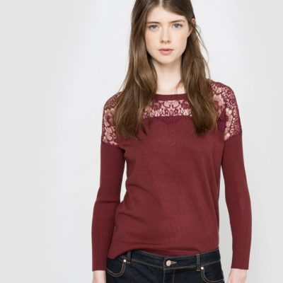 R edition - Pull col rond dentelle