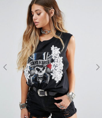 Asos -Reclaimed Vintage - T-Shirt oversize Guns N' Roses avec empiècements à sequins