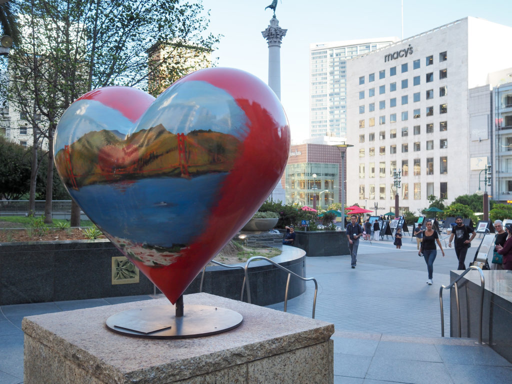 Statue of a heart on display in Union Square