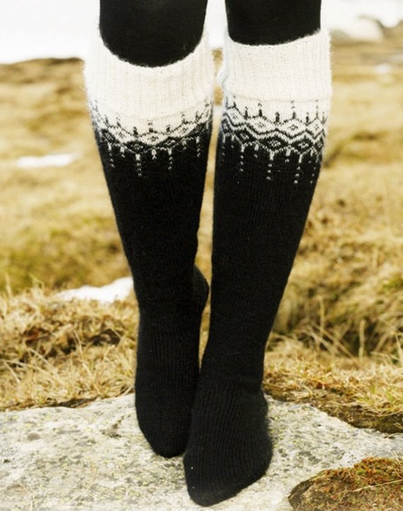 Socks Long Black Knit