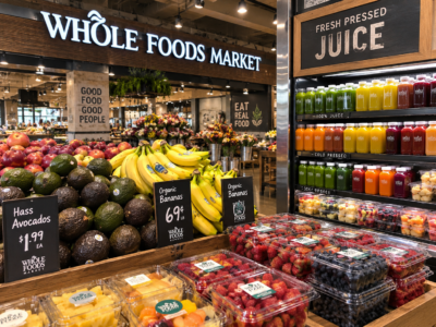 Fruits et produits frais dans un Whole Foods Market à New York